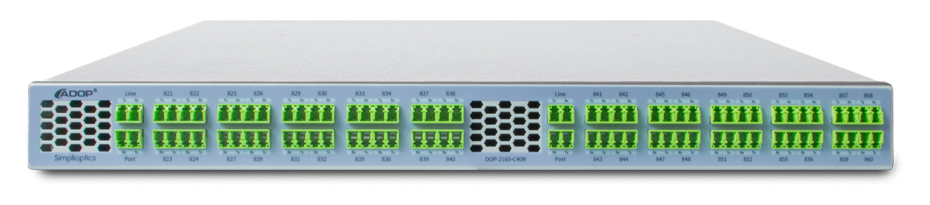 40 Channels 100GHz C21-C60, 3.5dB Typical IL, LC/UPC, Dual Fiber DWDM Mux Demux, 1U Rack Mount